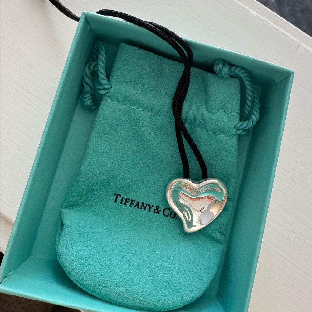 Tiffany & Co. Sterling 1” Heart Silk Cord